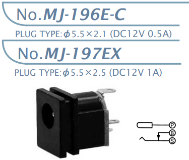 【MJ-197EX】マル信無線電機 DCプラグジャック5.5×2.1・5.5×2.5