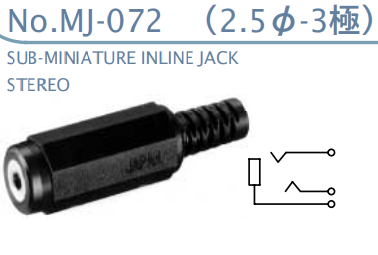 【MJ-072】マル信無線電機  2.5φ×3極 プラグ/ジャック