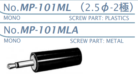 【MP-101ML】マル信無線電機  2.5φ×2極 プラグジャック