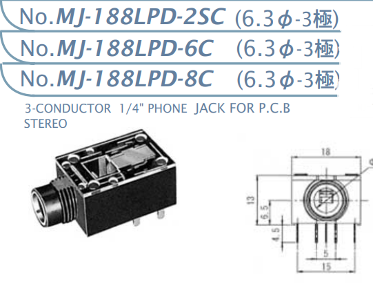 【MJ-188LPD-2SC】マル信無線電機  6.3φ×3極 プラグ/ジャック