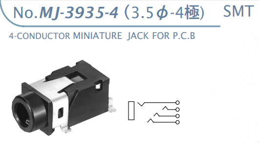 【MJ-3935-4】マル信無線電機  3.5φ×4極 プラグ/ジャック