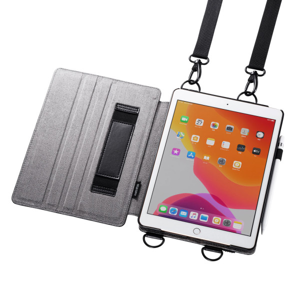 【PDA-IPAD1612BK】サンワサプライ　iPad 10.2インチ　スタンド機能付きショルダーベルトケース