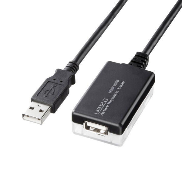 【KB-USB-R212N】サンワサプライ　12m延長USB2.0アクティブリピーターケーブル