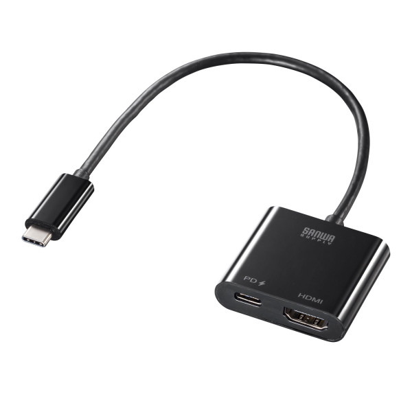 【AD-ALCPHDPD】サンワサプライ　USB Type C-HDMI変換アダプタ(4K/60Hz/PD対応)