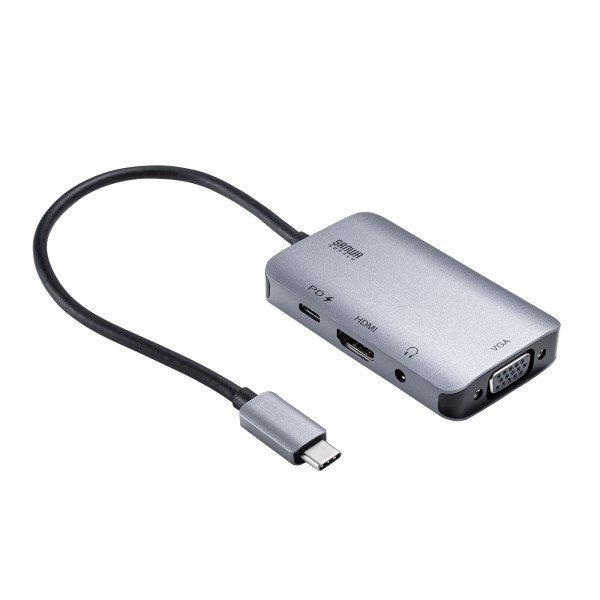 【AD-ALCHV02】サンワサプライ　USB Type C-HDMI/VGA変換アダプタ(4K/30Hz/PD対応)