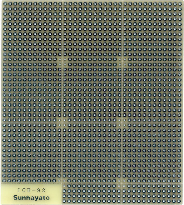 【ICB-92】サンハヤト Vカット入りユニバーサル基板（ガラスエポキシ両面／102.87×92.71×1.0t）