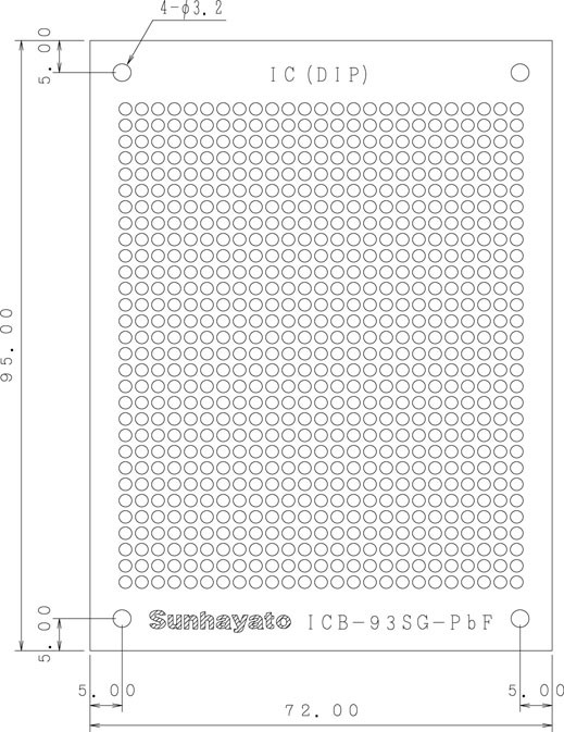 【ICB-93SG-PBF】サンハヤト 小型ユニバーサル基板（鉛フリー基板片面／72×95×1.2t）