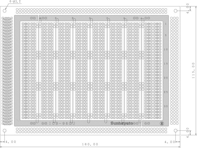 【ICB-96GU】サンハヤト ユニバーサル基板（ガラスコンポジット片面／115×160×1.2t）