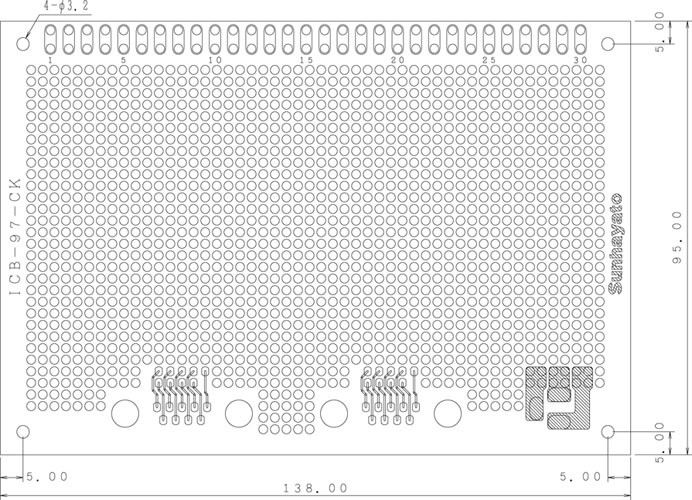 【ICB-97-CK】サンハヤト ユニバーサル基板（ガラスコンポジット片面／95×138×1.6t）