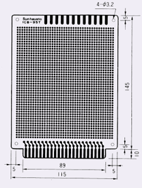 【ICB-95T】サンハヤト 端子付きユニバーサル基板（紙フェノール片面／115×155×1.6t）