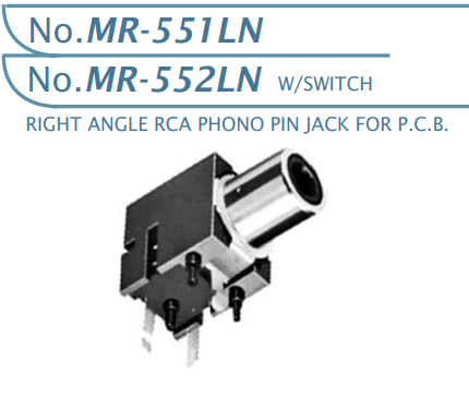 【MR-551LN-B1】マル信無線電機 RCAジャック ライトアングルPCボード用黒